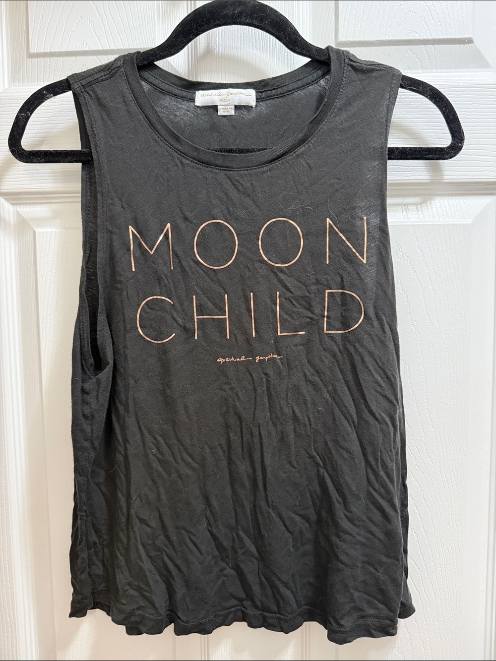 Spiritual Gangster Black Tank with Rose-Gold MOON CHILD Graphic, medium